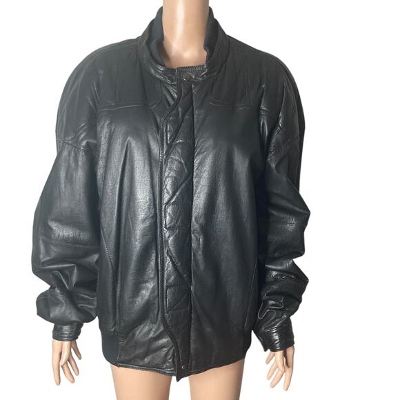 VTG Members Only Leather Bomber Jacket Mens 46 Italiano Classic Corsa D'anno